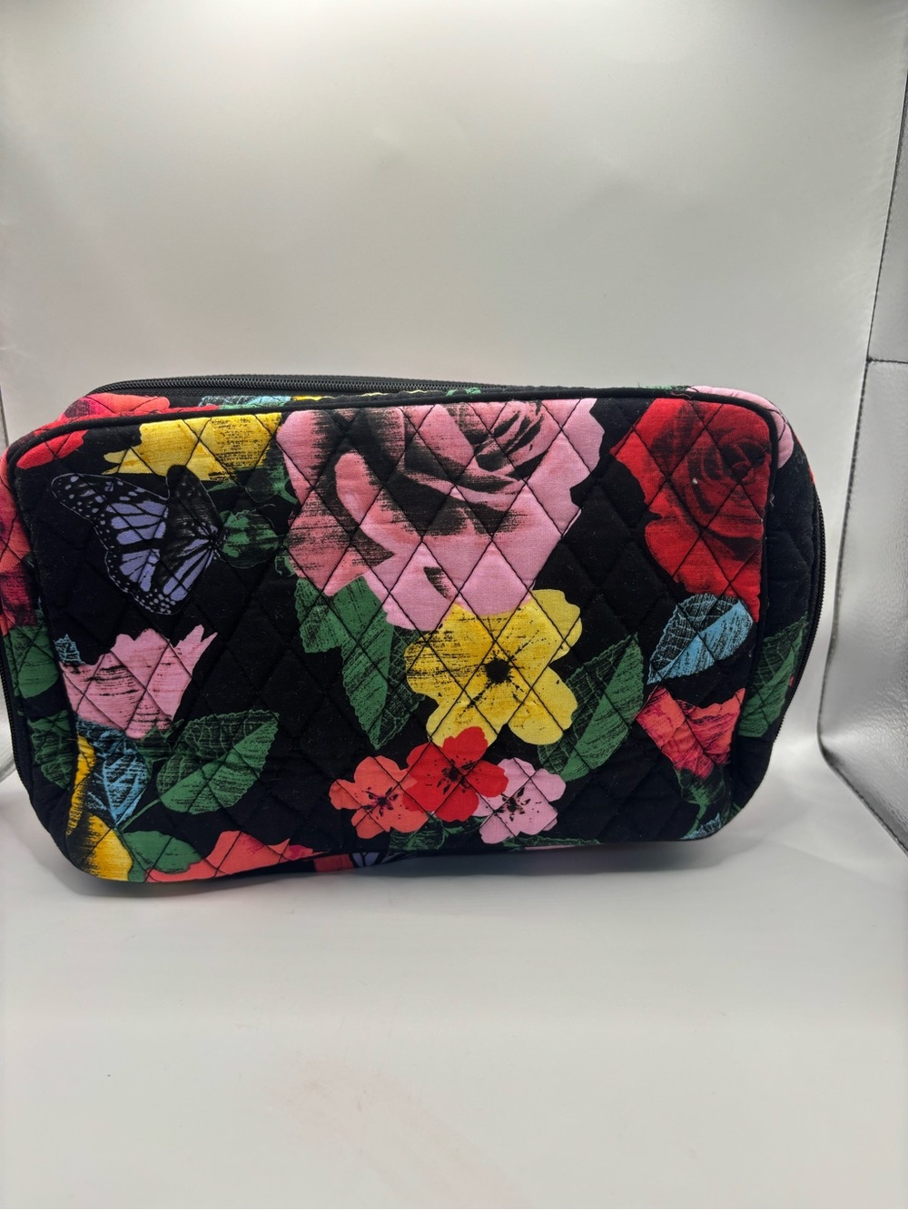 Vera Bradley Black Multi Floral Quilted Cosmetic Pouch